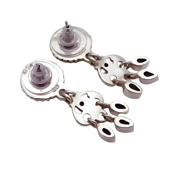 Sajen Sterling Silver Druzy Aquamarine Amethyst & Tanzanite Dangle Drop Earrings - Picture 6 of 9